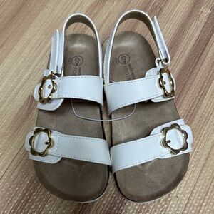 White Mountain White Sandals with Gold Accents